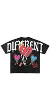 Load image into Gallery viewer, Black “3 heart “ T shirt