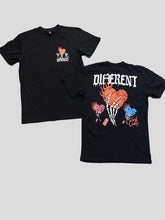 Load image into Gallery viewer, Black “3 heart “ T shirt