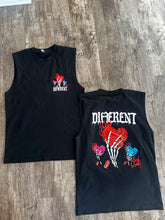Load image into Gallery viewer, 3 hearts black  sleeveless Tshirt