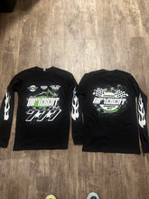 Load image into Gallery viewer, Black/slime green biker long sleeve T-shirt